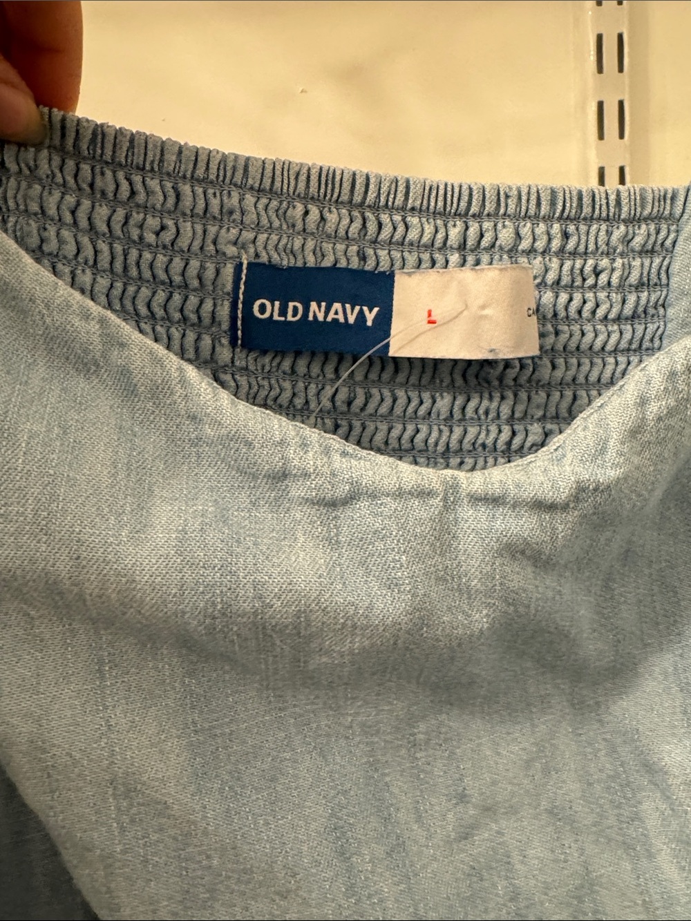 Old Navy Light Blue Denim Tie-Shoulder Mini Dress with Pockets - Picture 2 of 4